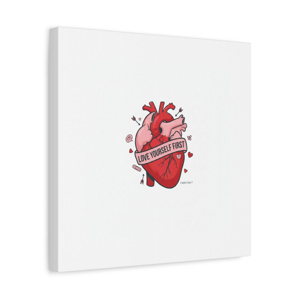 Love Yourself First Canvas, Hearts-with-a-Twist, Anti-Valentine Art