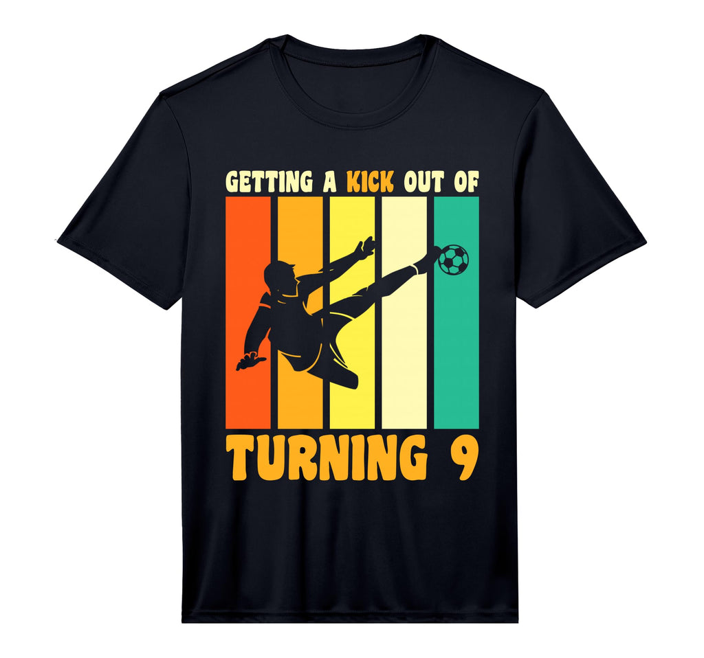 Happy 9Th Birthday 9 Year Old Kick T-Shirt - Trendy Graphic for Adults