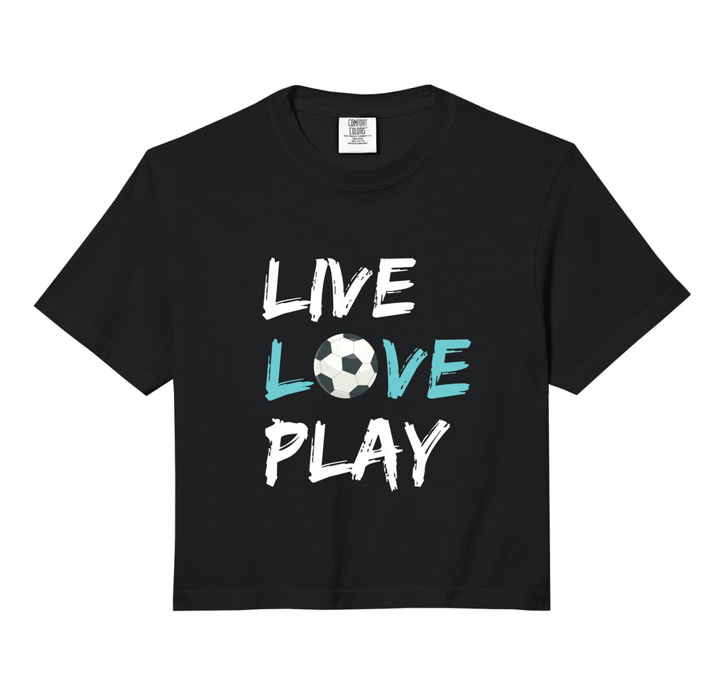Soccer Live Love Play Comfort Colors Hoodie - Novelty Apparel for Adults