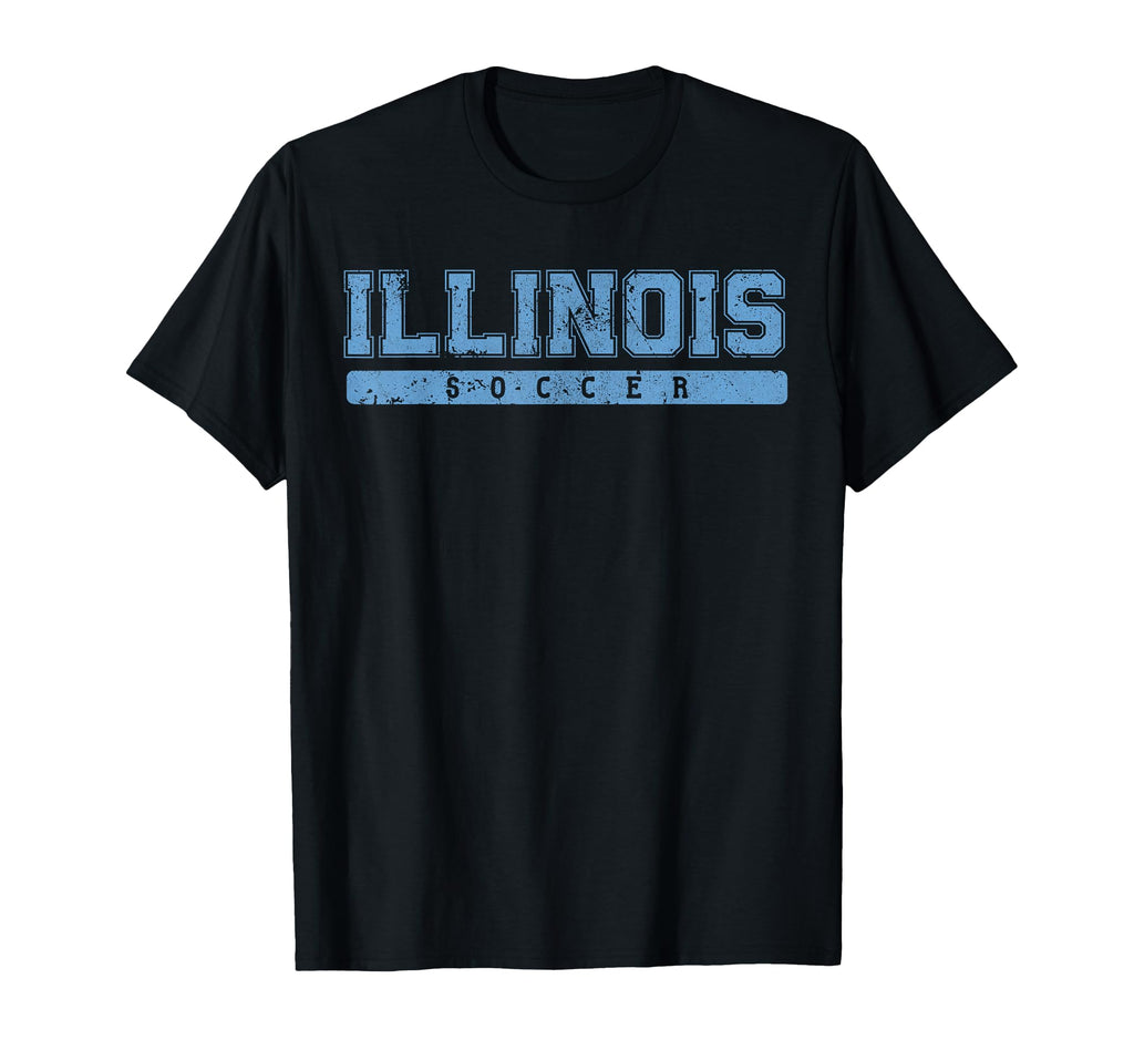 Illinois Soccer Sky Blue Text T-Shirt - Trendy Graphic Unisex