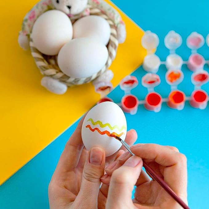 CALPALMY 24 Pieces Hyper-Realistic White Wooden Eggs - 2 Dozen Fake Easter Eggs for Painting, Decorating, Crafting, Pretend Play, Simulation Toys, Fake Food, Nest Box Training