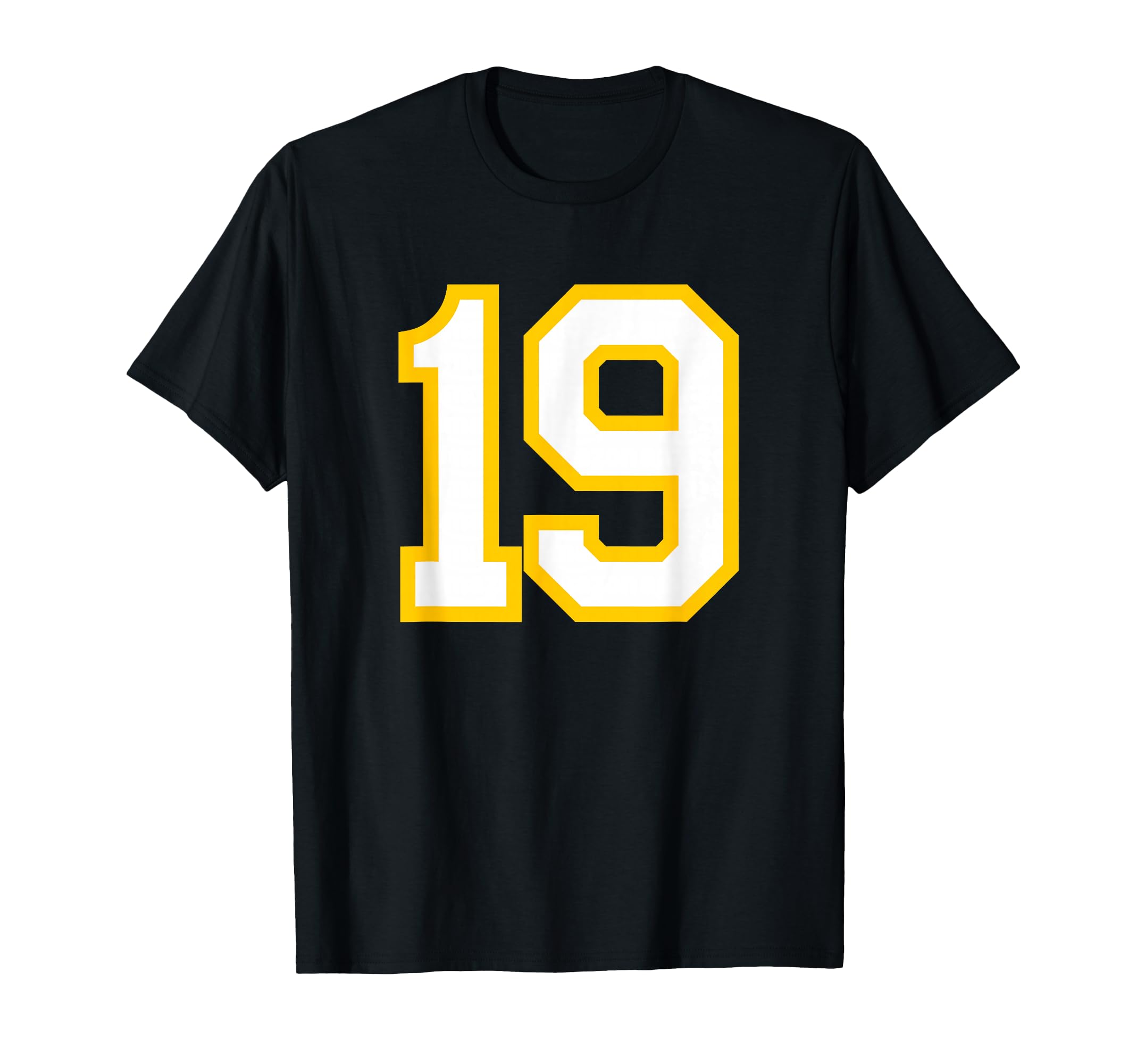 Yellow White Sports Team Number 19 T-Shirt - Minimalist Print Men Women
