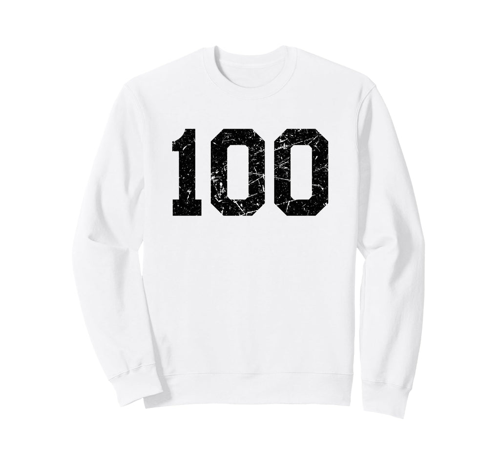 Black Distressed Sport Team Number 100 Sweatshirt - Custom Art Print Unisex