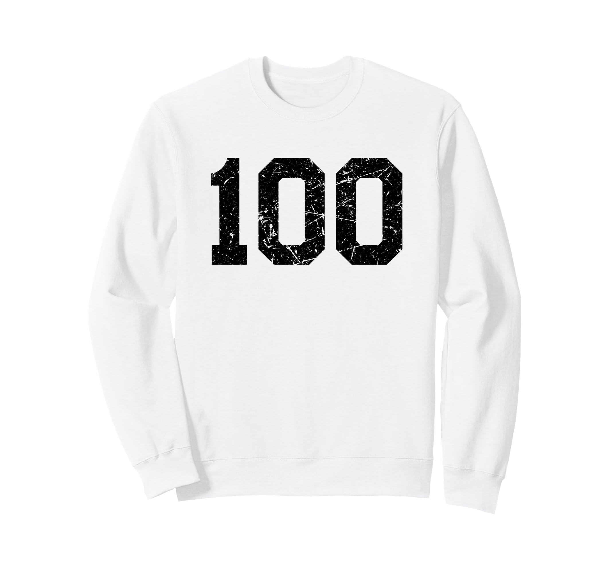Black Distressed Sport Team Number 100 Sweatshirt - Graphic Print Men Women