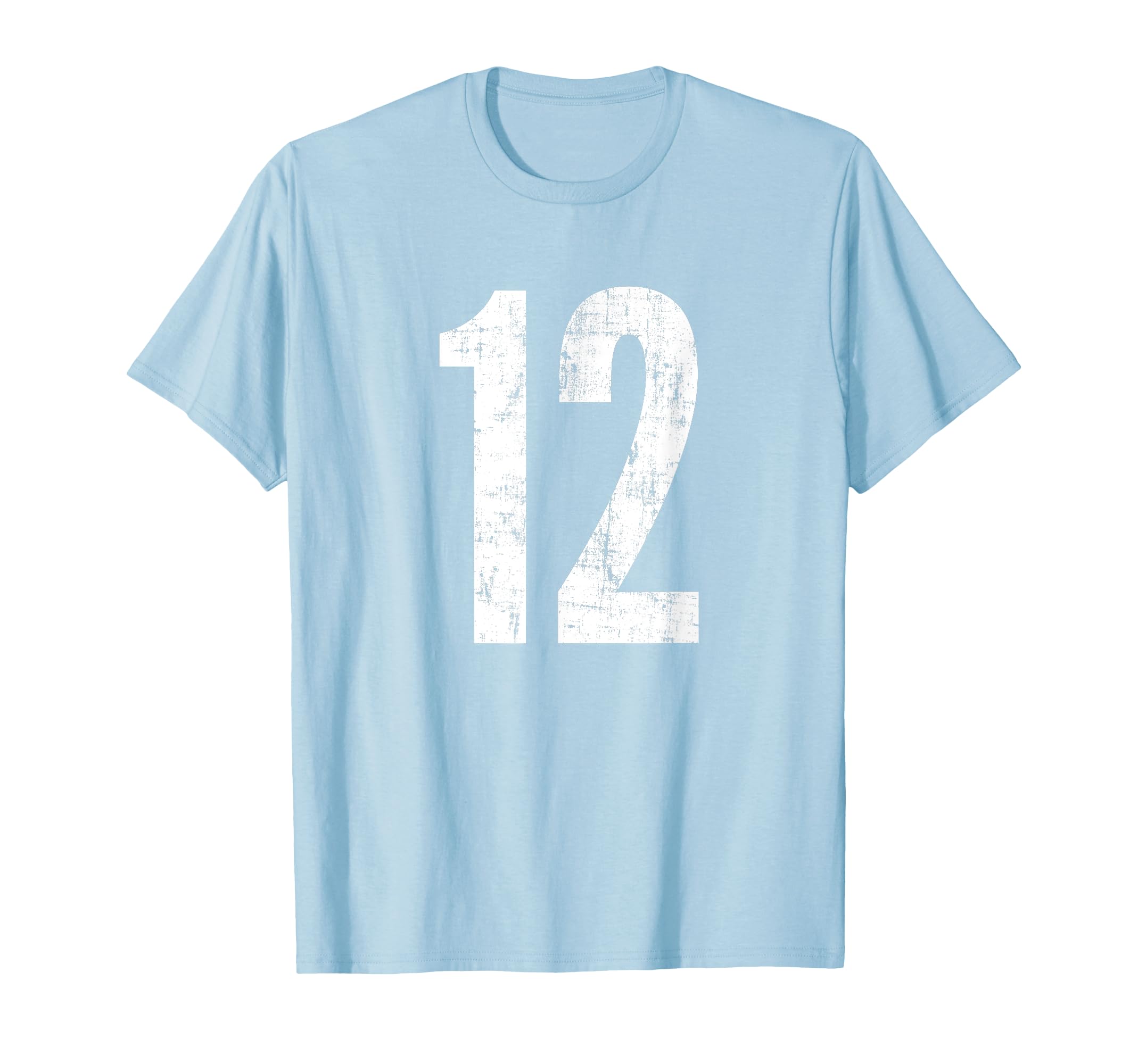Number 12 Twelve Distressed Sport Team T-Shirt - Custom Art Print Unisex
