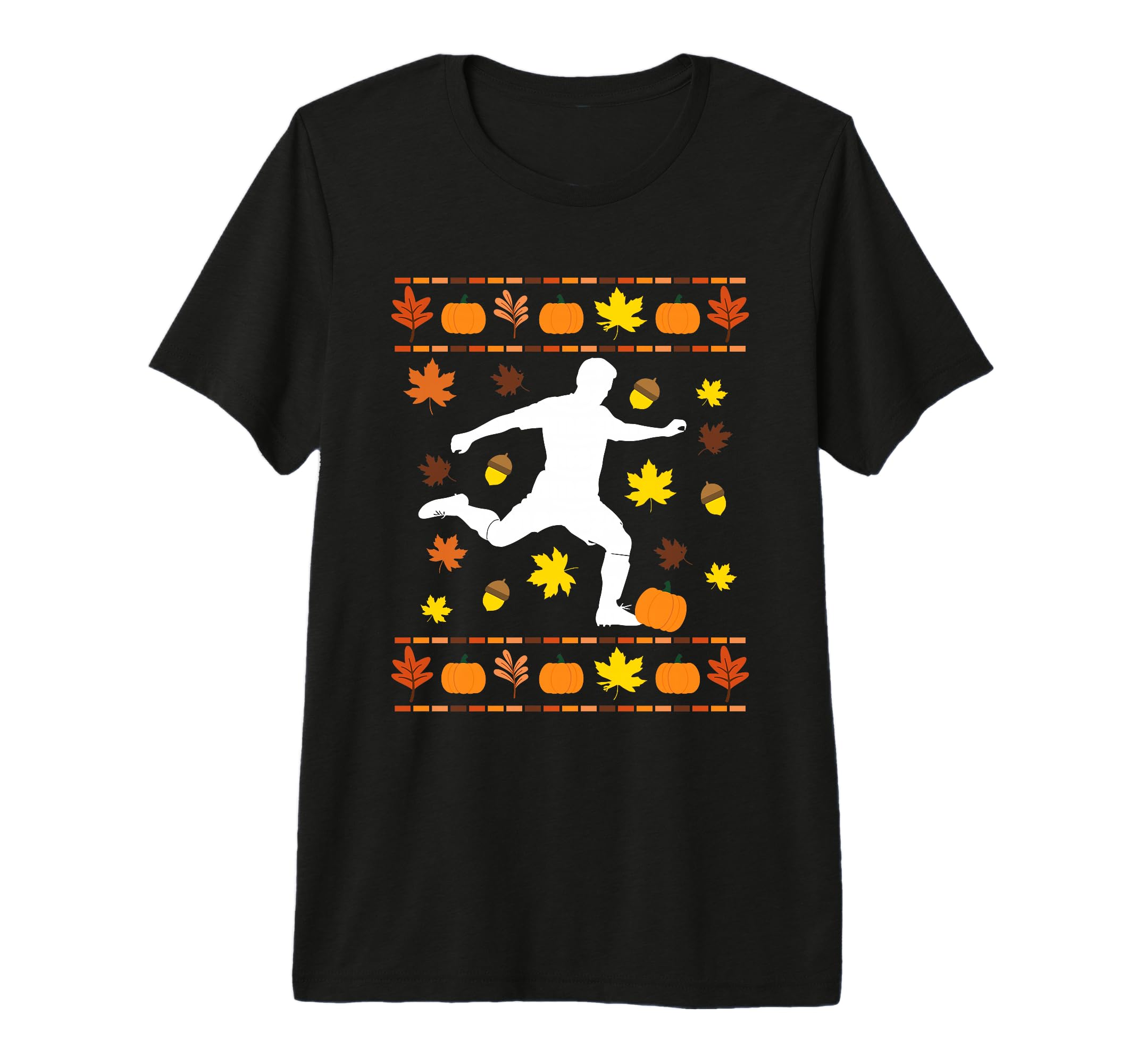 Soccer Player Autumn Fall Season Maple T-Shirt - Unique Graphic Men Women