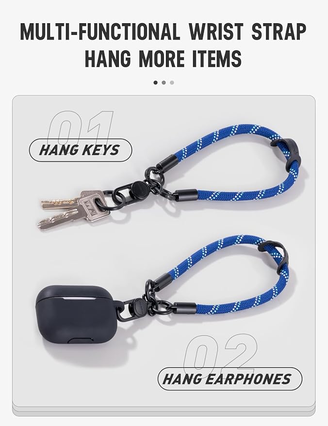project-cb Phone Wrist Strap 1,Tether Tab 2,Phone Wristlet,Lanyard Wrist Strap,Key Holder,KeyChain,KeyRing×2(Purple)