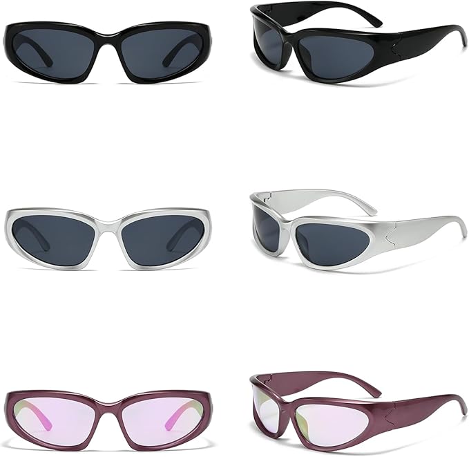 SOAR&EAGLE Y2K 3Pack Polarized sunglasses Wrap Around Men's Women's sunglasses Fashion Sport Shades Sun Glasses