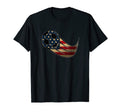 Usa Flag Soccer Ball Flying Through Air T-Shirt - Unique Graphic Unisex