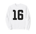 16 White Number 16 Sports Fan Sweatshirt - Minimalist Print Men Women