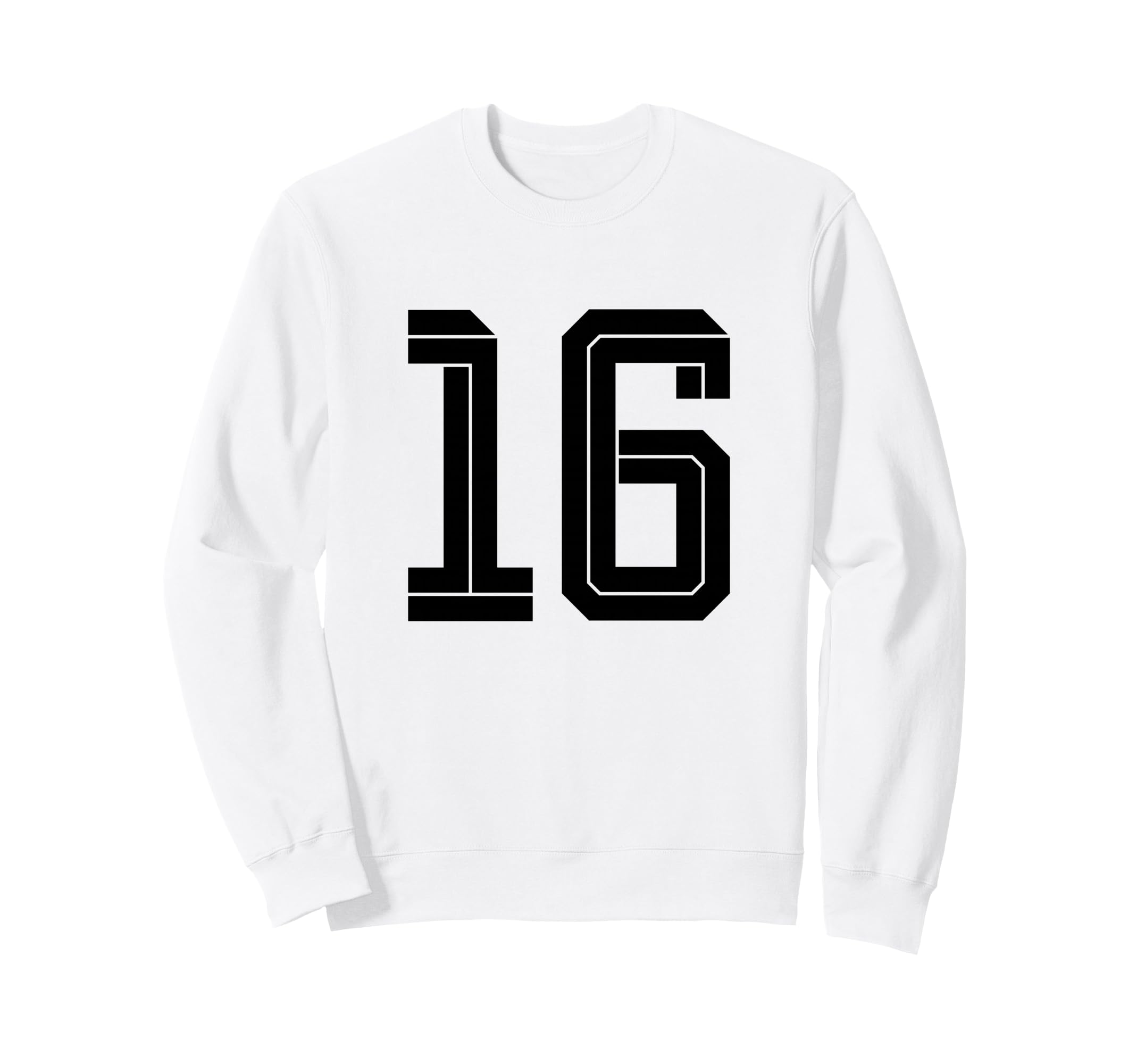 16 White Number 16 Sports Fan Sweatshirt - Minimalist Print Men Women