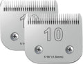 2PCS 10 Blades Dog Grooming Blades Compatible with Andis,Oster A5,Wahl km10 Dog Clippers,Size-#10, 1/16-Inch Cut Length (2pcs #10 (1.5mm))