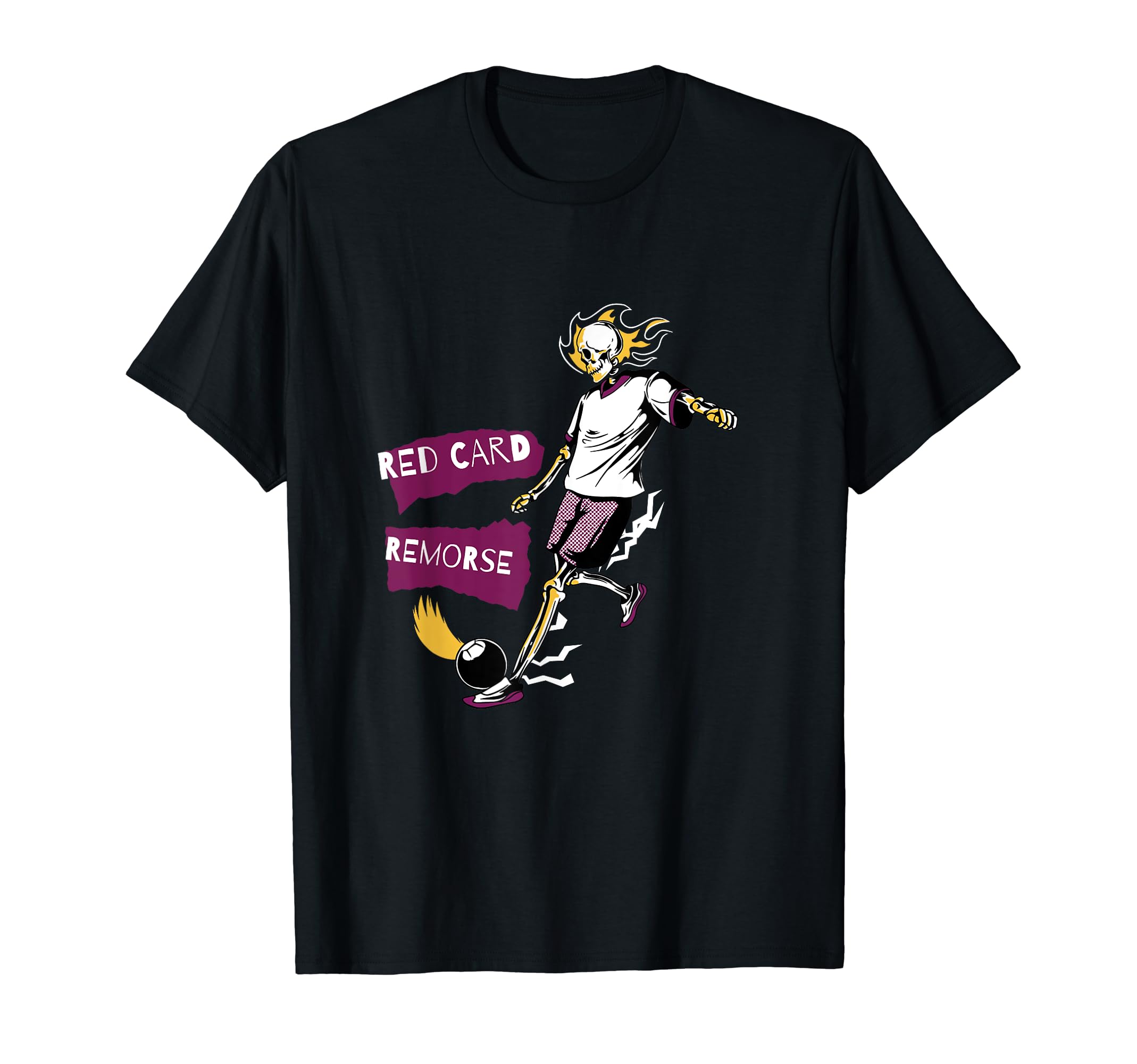 Red Card Remorse Soccer Skeleton T-Shirt - Casual Everyday Wear Unisex