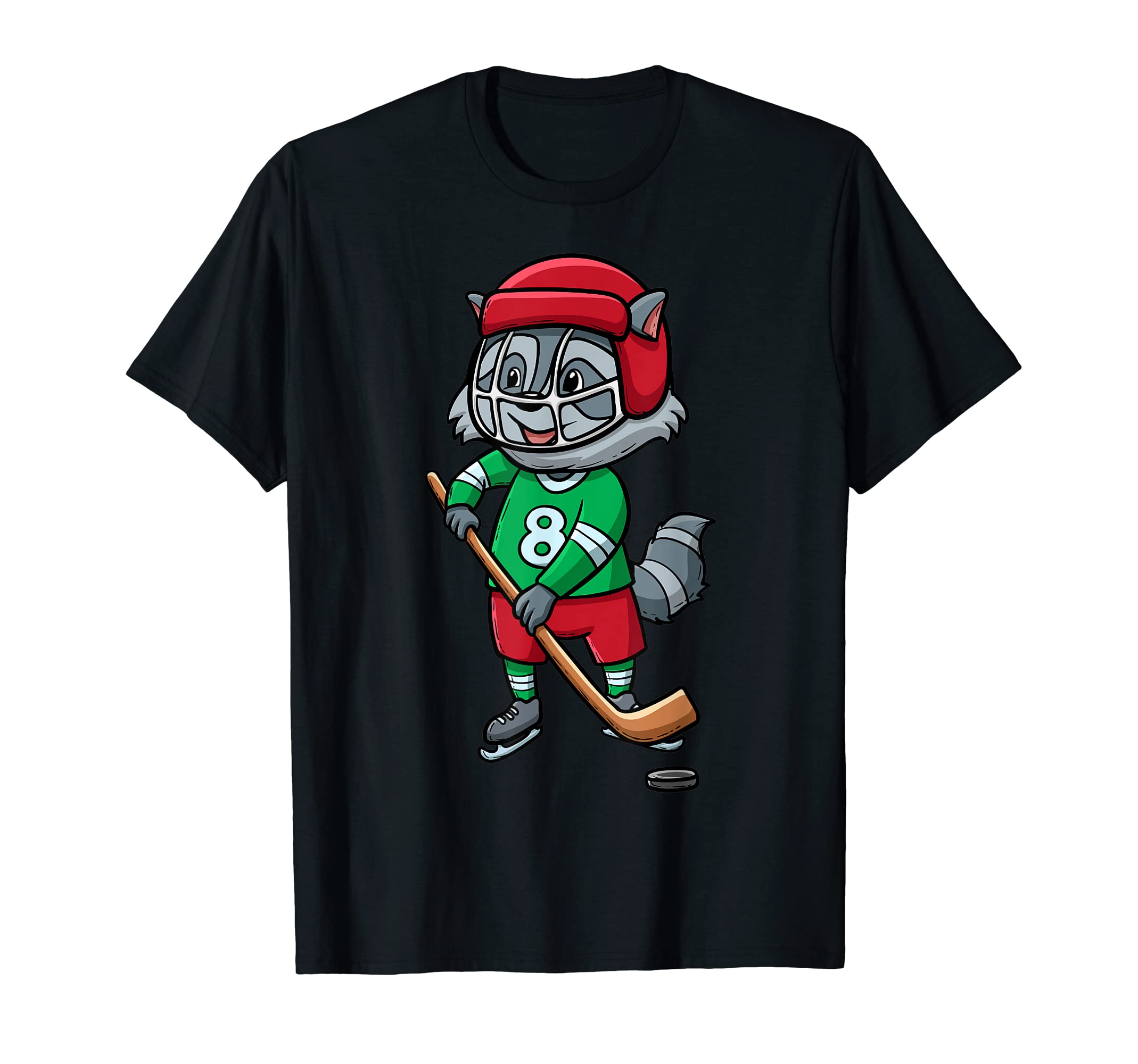 Trash Panda Ice Hockey Enthusiast T-Shirt - Minimalist Print for Adults