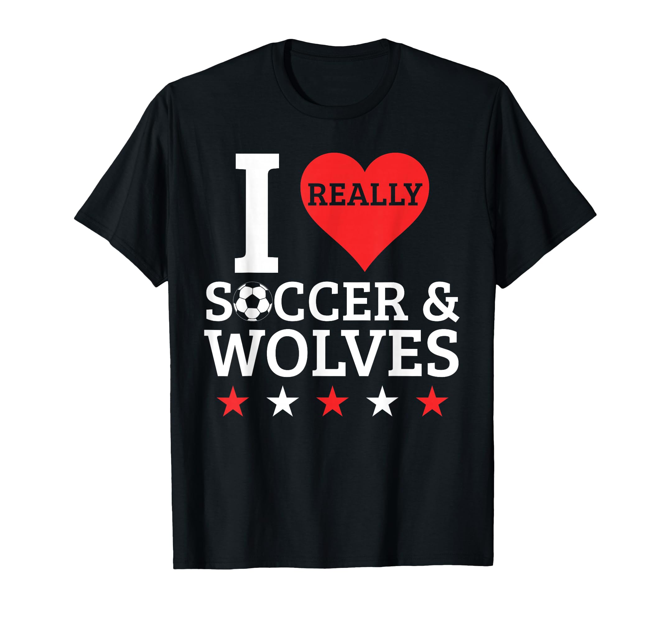 I Love Soccer And Wolves Funny Football T-Shirt - Aesthetic Graphic Unisex