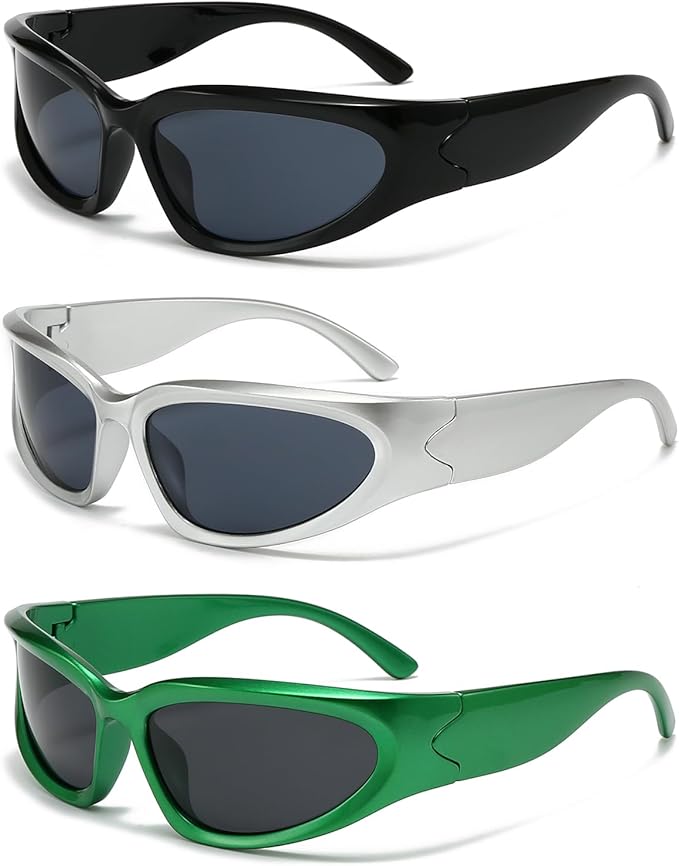 SOAR&EAGLE Y2K 3Pack Polarized sunglasses Wrap Around Men's Women's sunglasses Fashion Sport Shades Sun Glasses