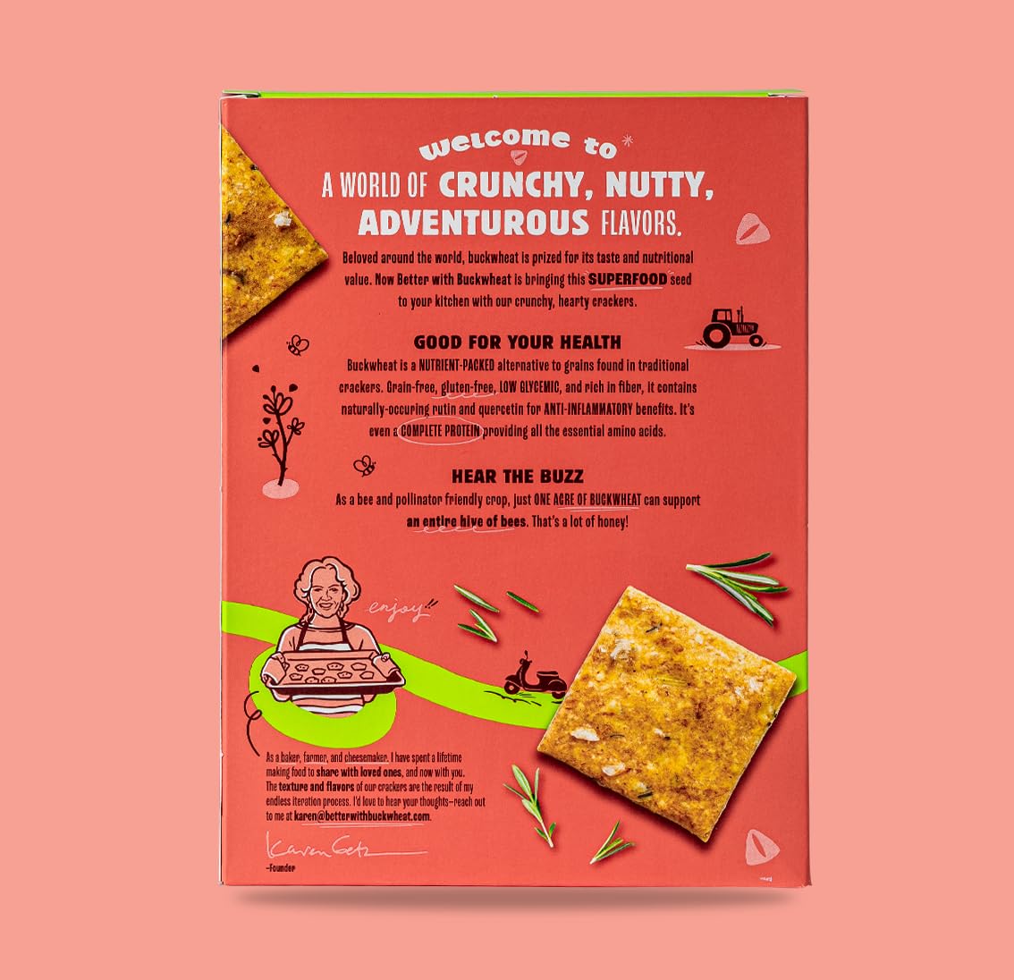 Better With Buckwheat - Rosemary Herb Crackers, 4.25 oz (Pack of 6) - Gluten-Free Snacks