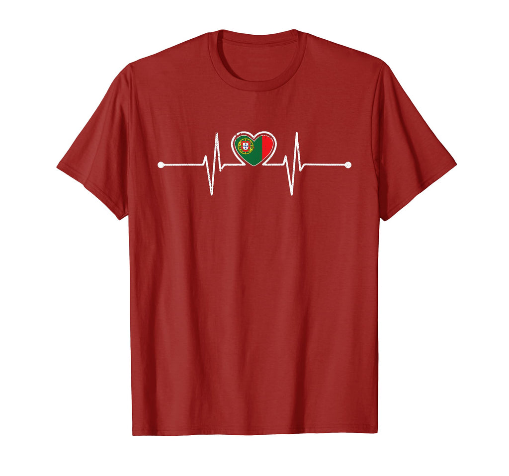 Portugal Soccer Heartbeat Portugese T-Shirt - Unique Graphic Men Women