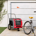 Tidyard Pet Bike Trailer Red and Gray Oxford Fabric and Iron Pet Bicycle Carrier, Animal Bike Stroller for Cat, Puppy, Dog, Outdoor, Travel Style A