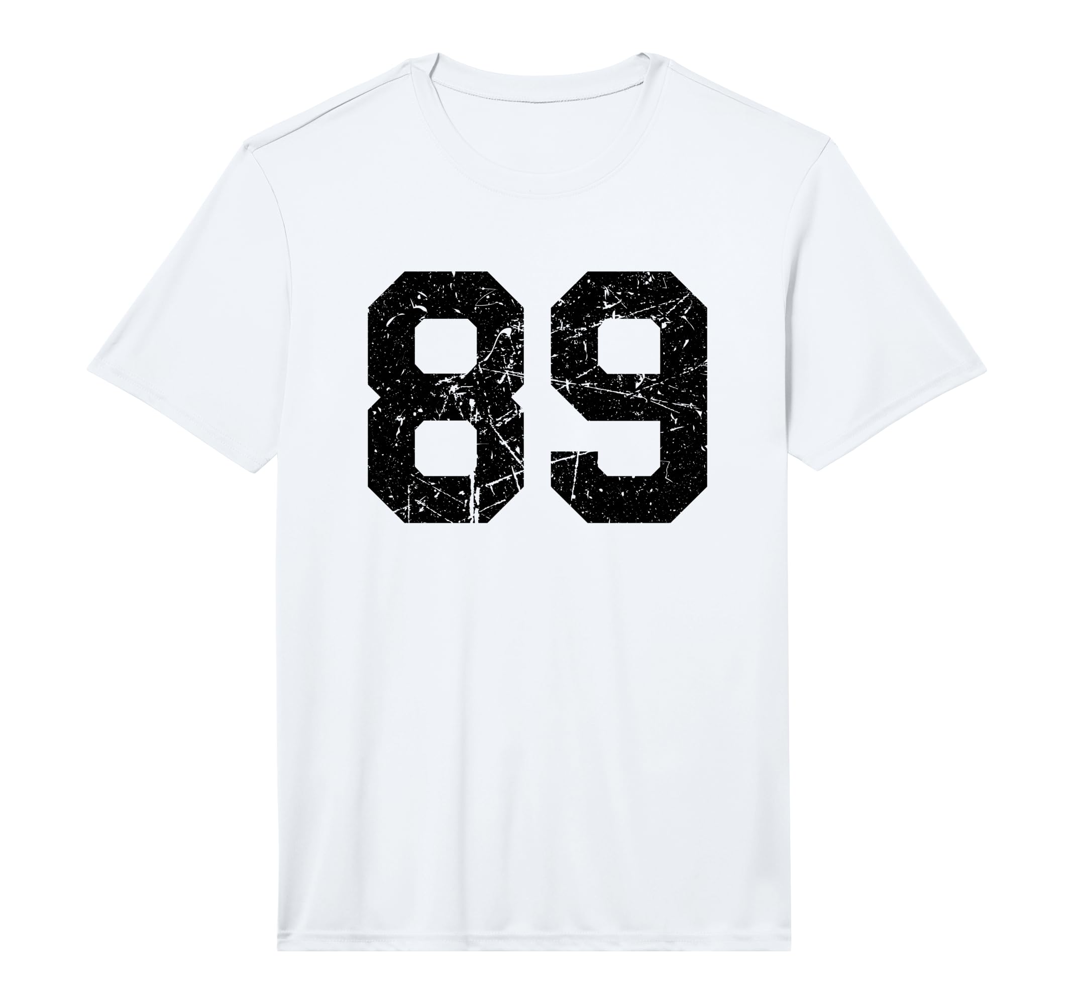 Sports Team Distressed Black Number 89 T-Shirt - Trendy Graphic for Adults