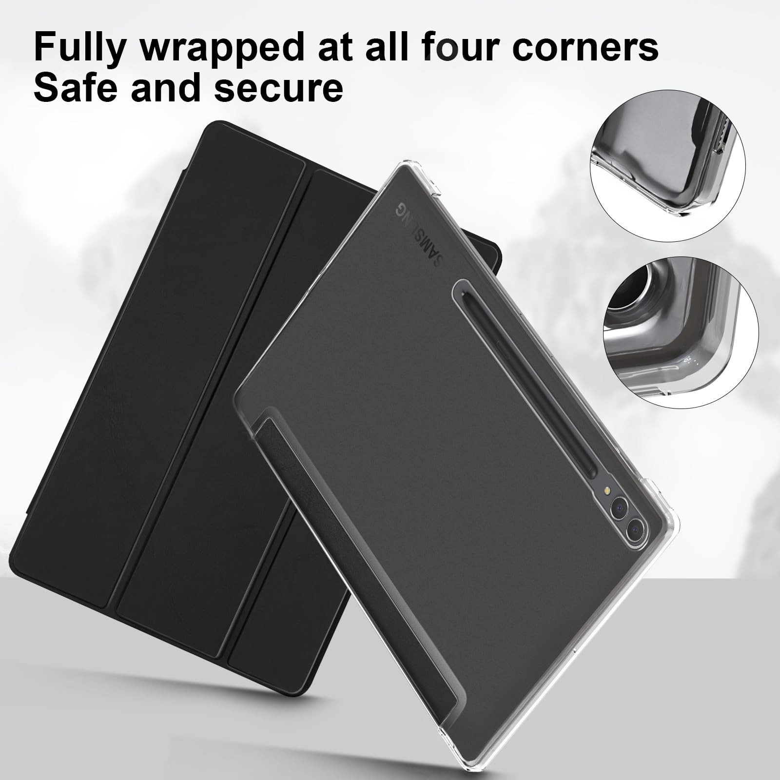 SSS·GRGB Case for 14.6" Samsung Galaxy Tab S10 Ultra S Pen Holder Black