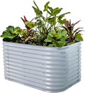 Vego garden 32" Extra Tall Raised Garden Bed Kits, 6 in 1 Modular Raised Planter Box for Vegetables Flowers Fruits Oval Metal Raised Garden, Sky Blue