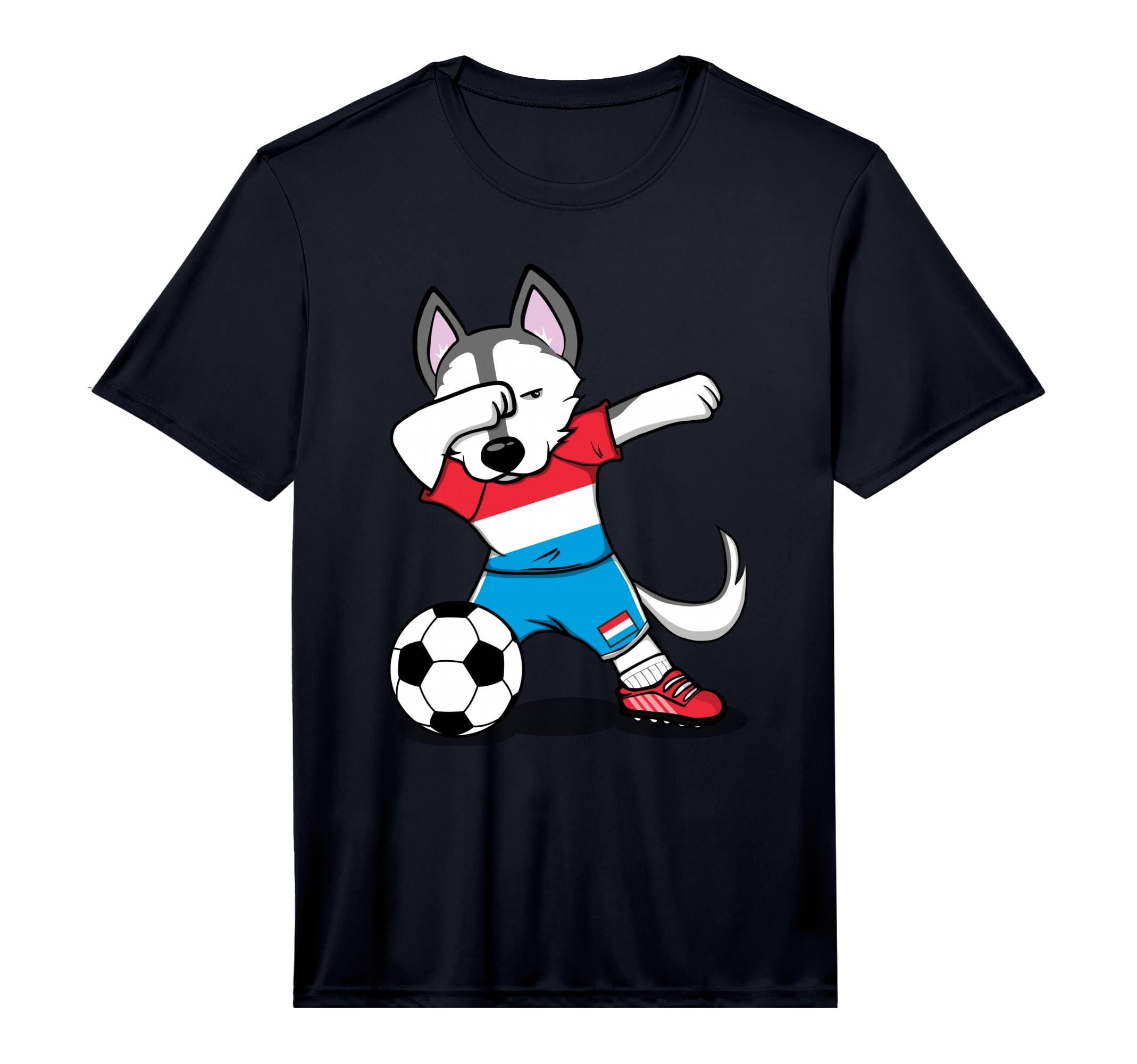 Dabbing Husky Dog Luxembourg Football T-Shirt - Custom Art Print Men Women