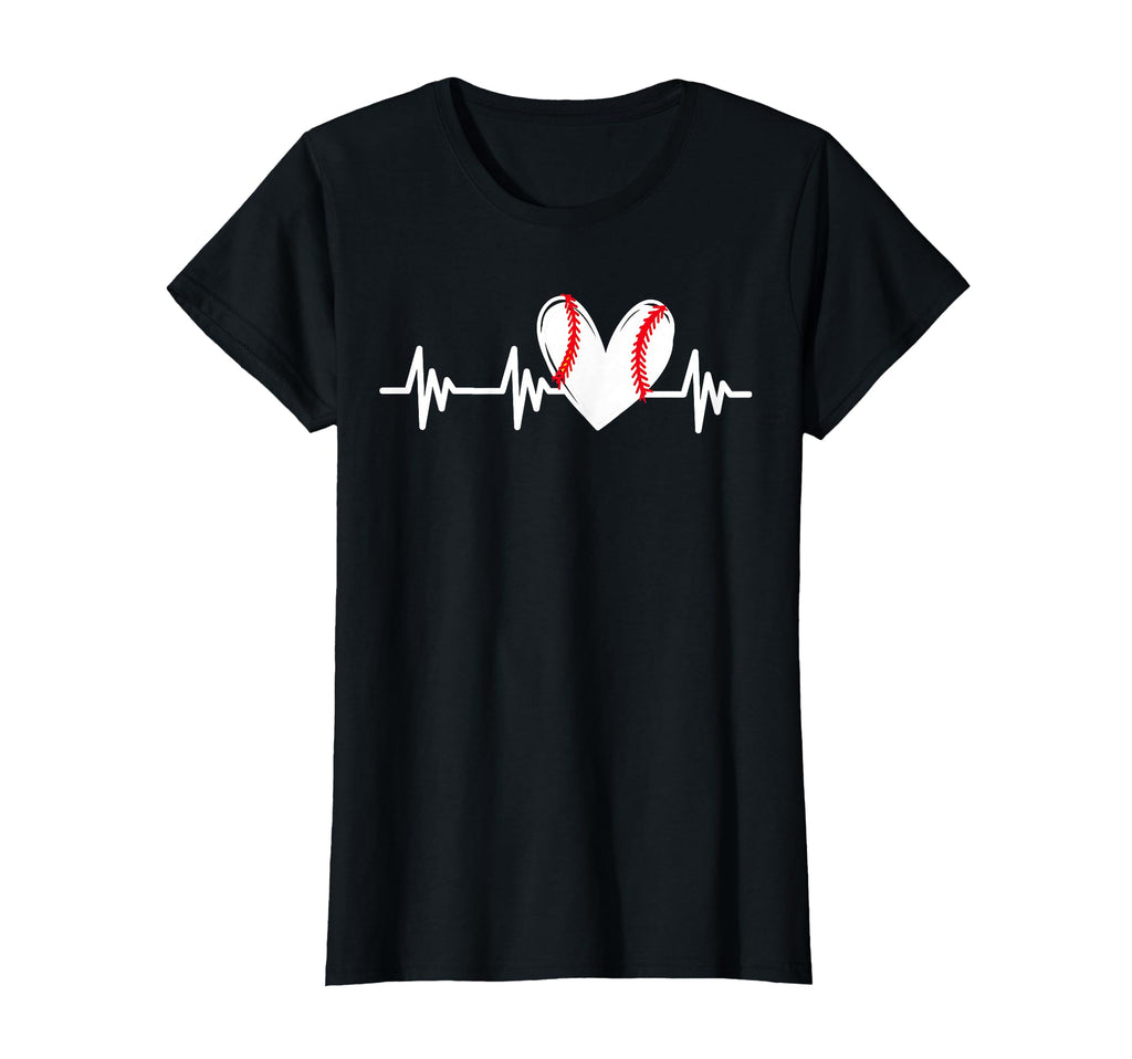 Heart Baseball Heartbeat Love Teens T-Shirt - Novelty Apparel for Adults