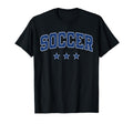 Soccer All Blue Stars Text T-Shirt - Casual Everyday Wear for Adults
