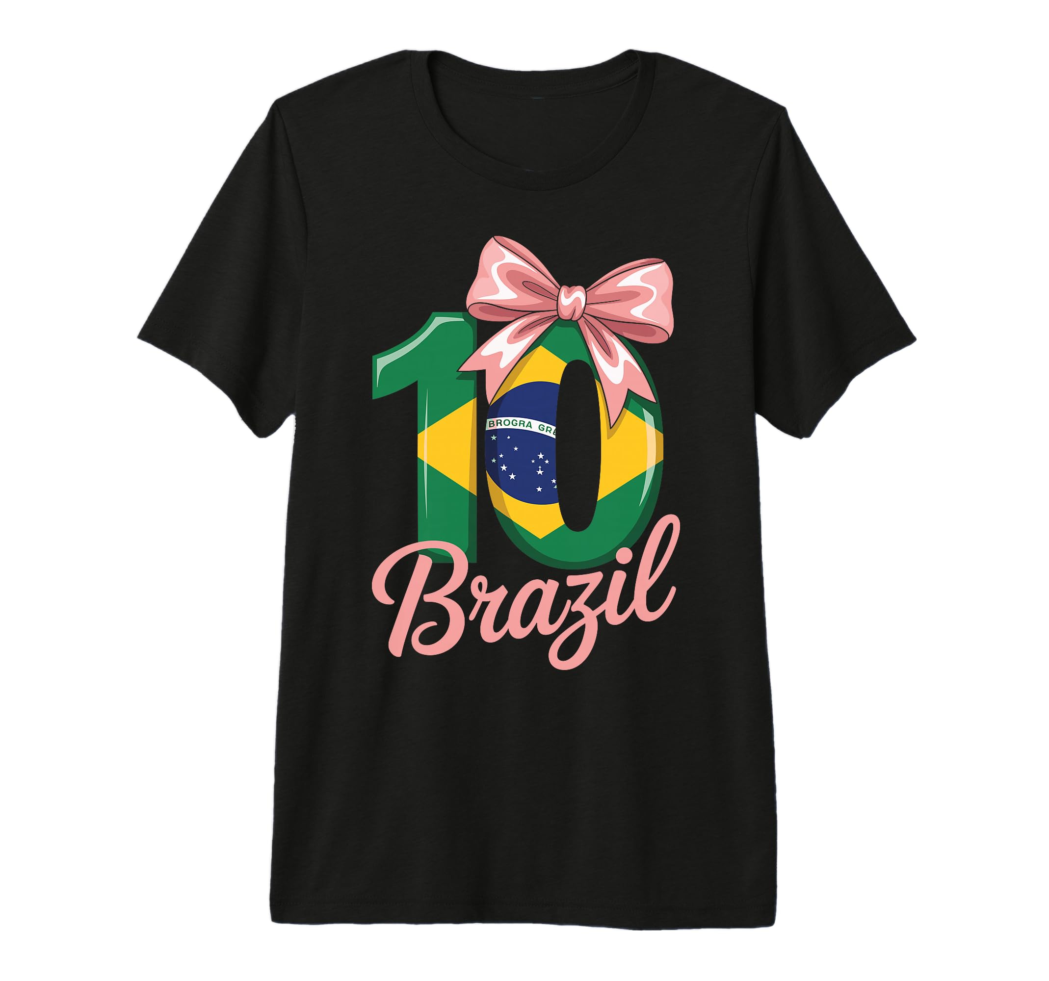 10 Brazil Birthday Number 10 Soccer T-Shirt - Graphic Print for Adults