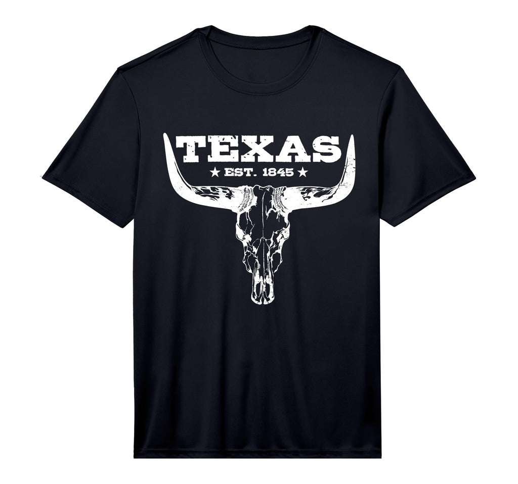 Texas Distressed Est 1845 Longhorn T-Shirt - Fun Novelty Design Men Women