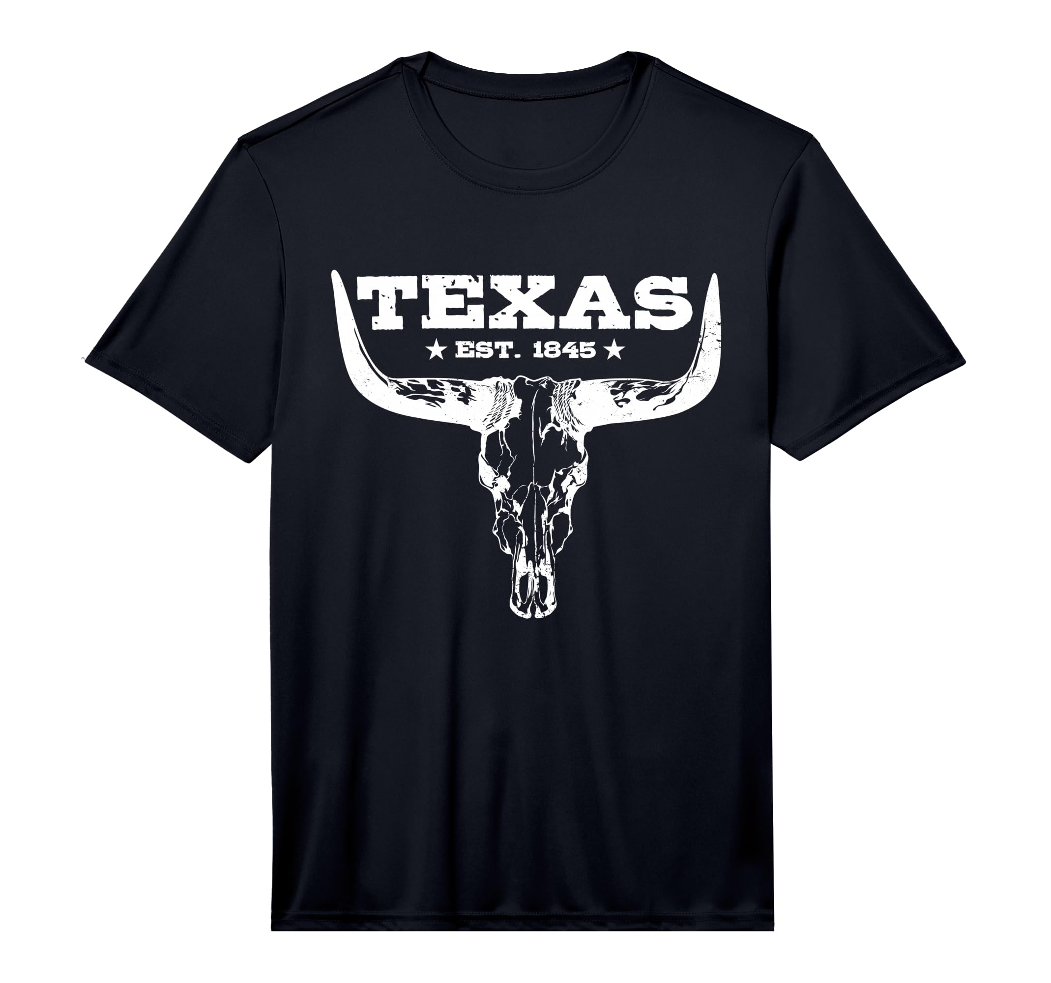 Texas Distressed Est 1845 Longhorn T-Shirt - Fun Novelty Design Men Women