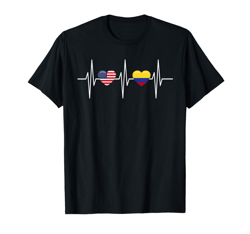 Usa Colombia Heartbeat America Colombian T-Shirt - Graphic Print Unisex