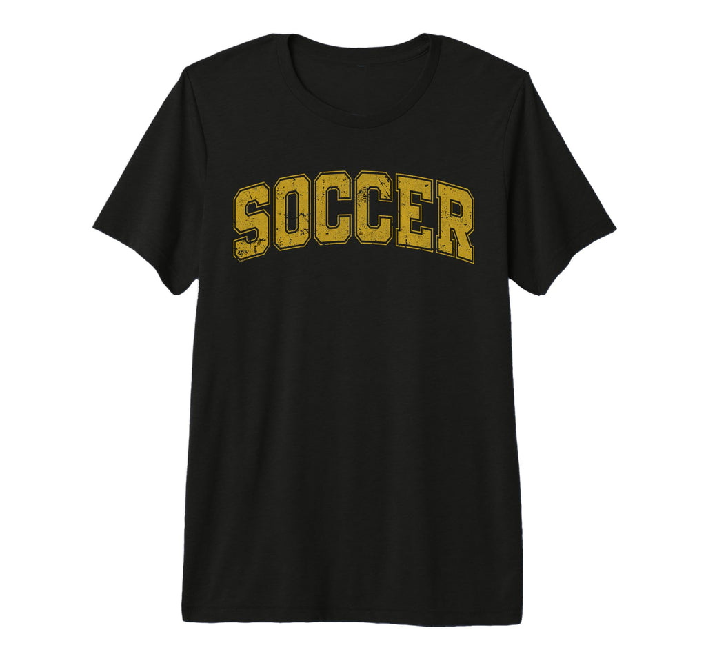 Soccer Varsity Yellow Text Tri Blend T-Shirt - Trendy Graphic Unisex