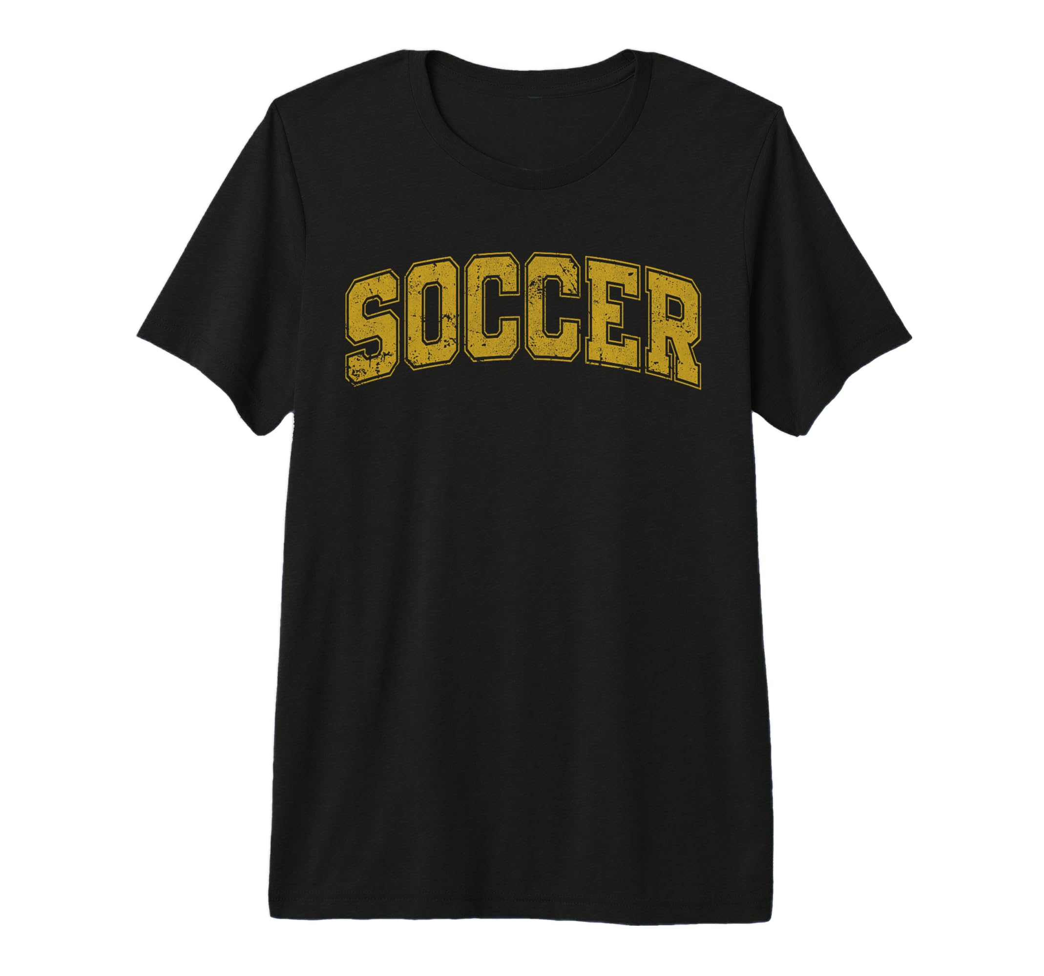 Soccer Varsity Yellow Text Tri Blend T-Shirt - Trendy Graphic Unisex