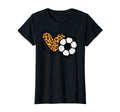 Leopard Heart Soccer Ball Football Mom T-Shirt - Unique Graphic for Adults