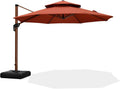 PURPLE LEAF 11ft Patio Umbrella Outdoor Round Umbrellas Large Cantilever Umbrella Windproof Offset Umbrellas Heavy Duty Sun Umbrella for Garden Deck Pool Patio, Brick Red
