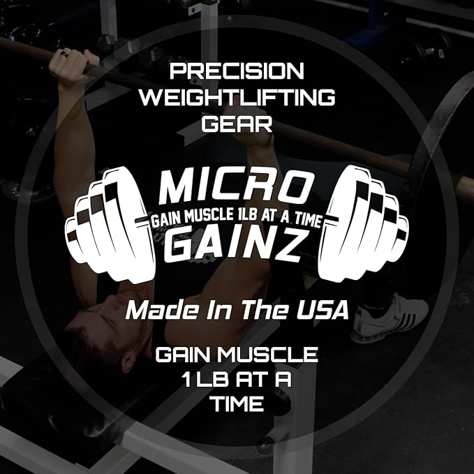 Micro Gainz Standard 1-Inch Center Hole Weight Plates, Set of 2 Black Fractional Plates Choose Set (.25LB-1.25LB), Designed for Standard 1-inch Barbells & Dumbbells, Made In USA