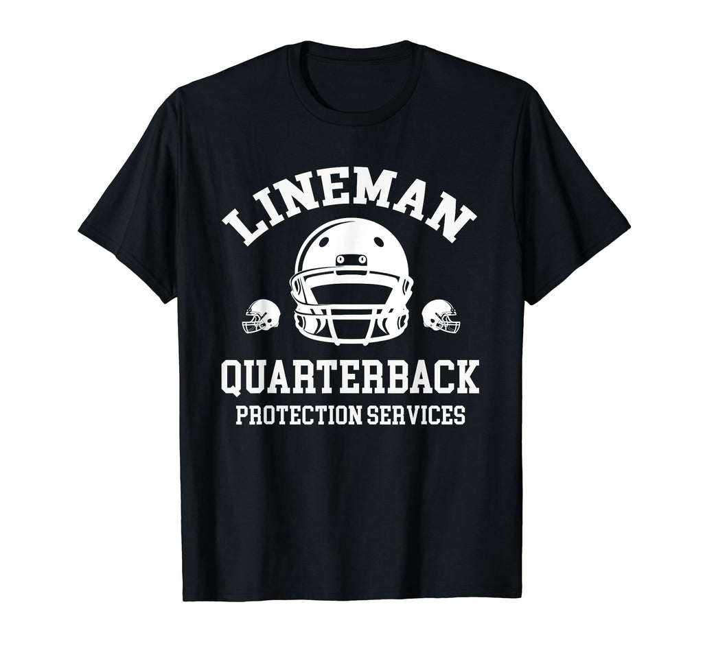 Lineman Quarterback Protection Services T-Shirt - Unique Graphic Unisex
