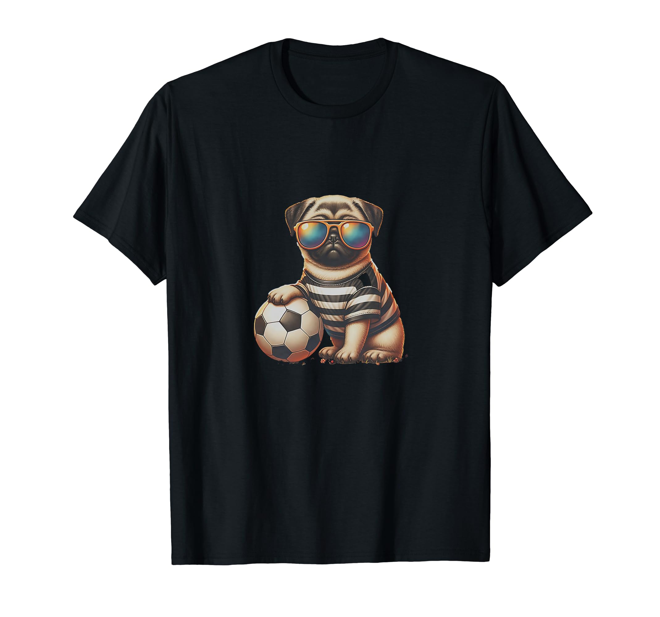 Pug Dog Soccer Champion Fan T-Shirt - Novelty Apparel for Adults