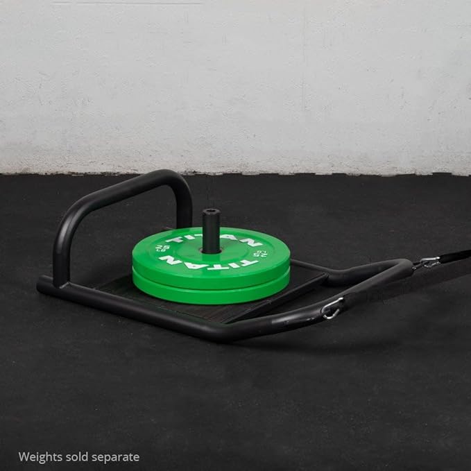 Titan Fitness Low Bar Push Pull Drag Sled with Harness, Rated 500 LB, Push, Pull, or Drag Sled for Speed Training and Agility