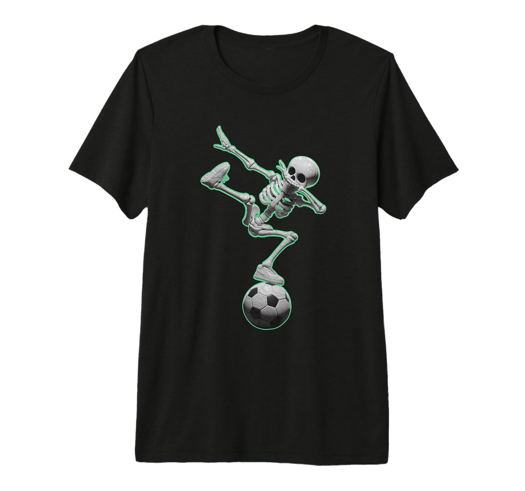 Dabbing Skeleton Soccer Spooky Season T-Shirt - Graphic Print for Adults