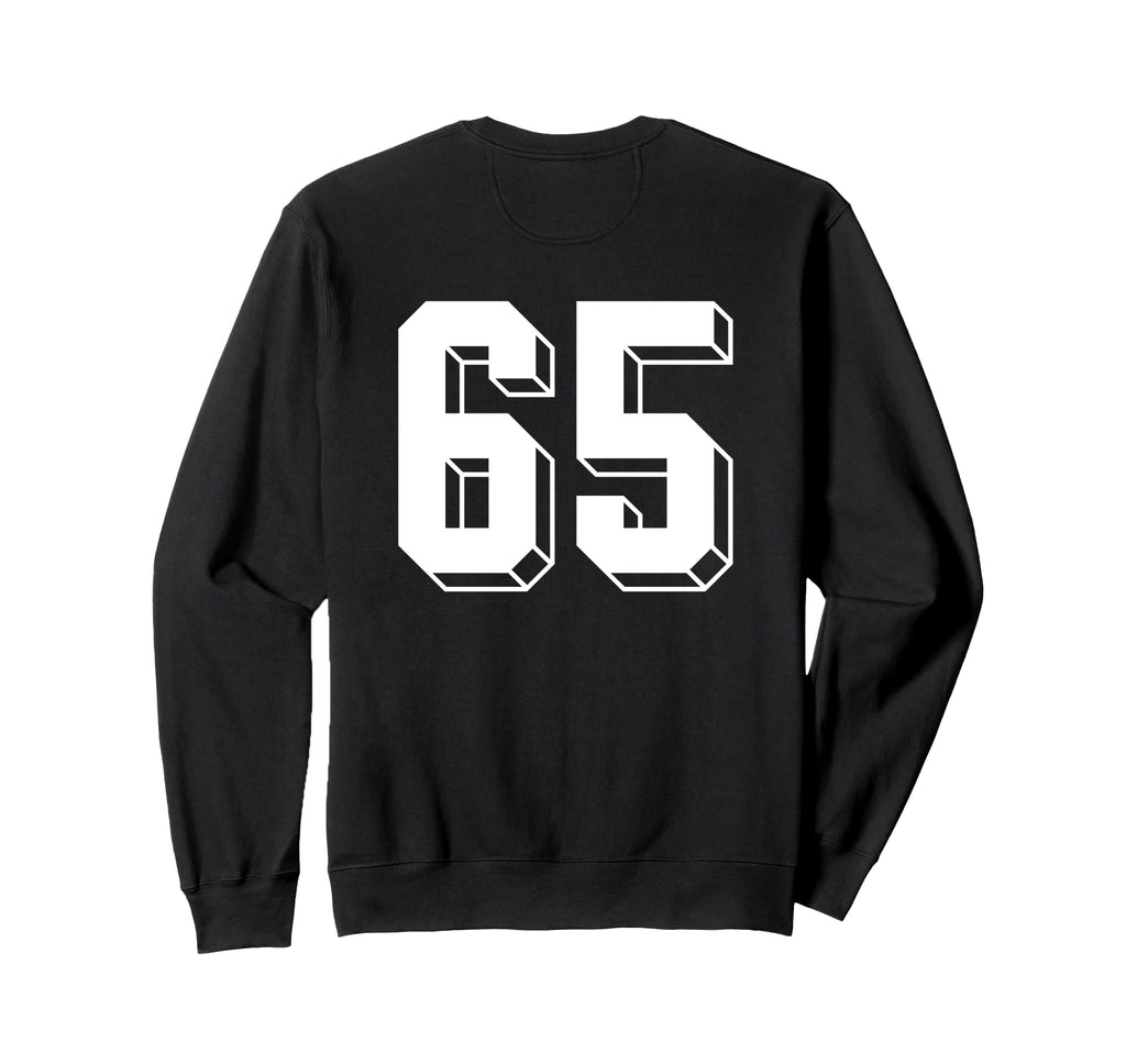 Number 65 Backside 80S 90S Team Jersey Sweatshirt - Novelty Apparel Unisex