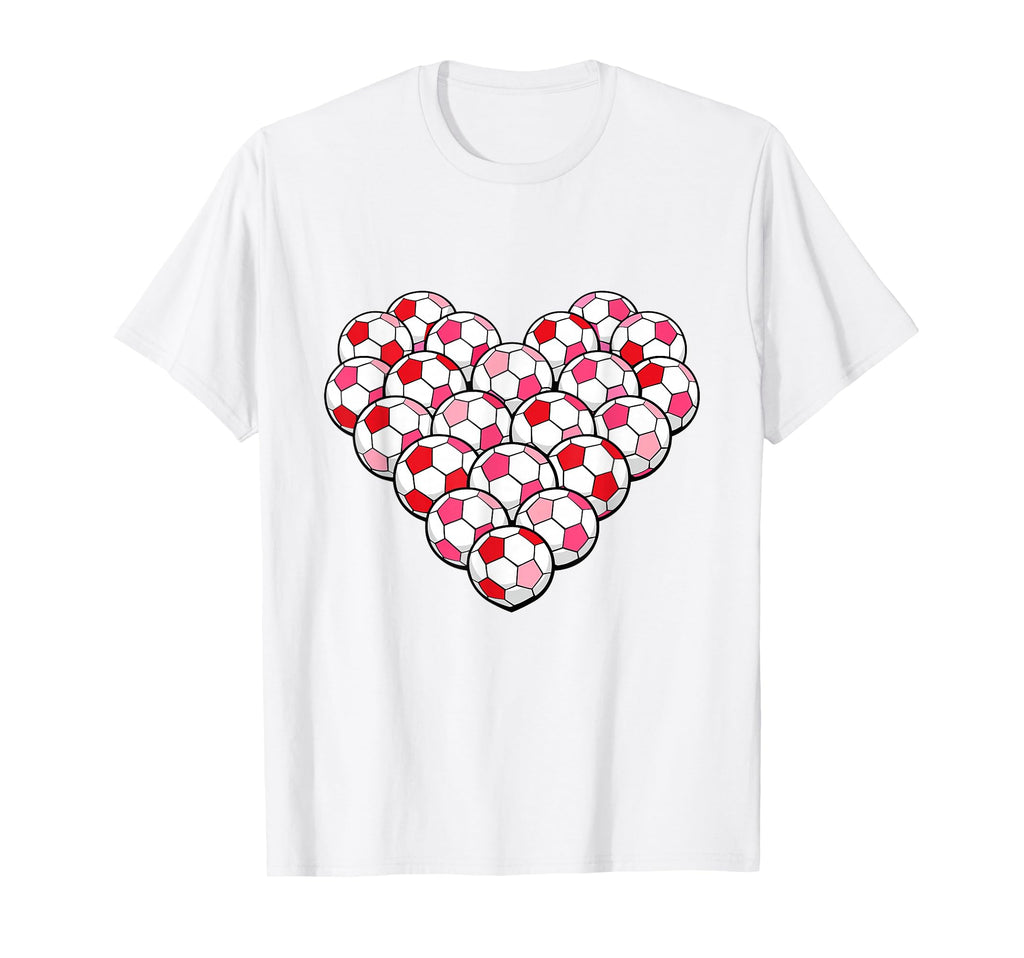 Heart Shaped Soccer Ball Pattern T-Shirt - Aesthetic Graphic for Adults