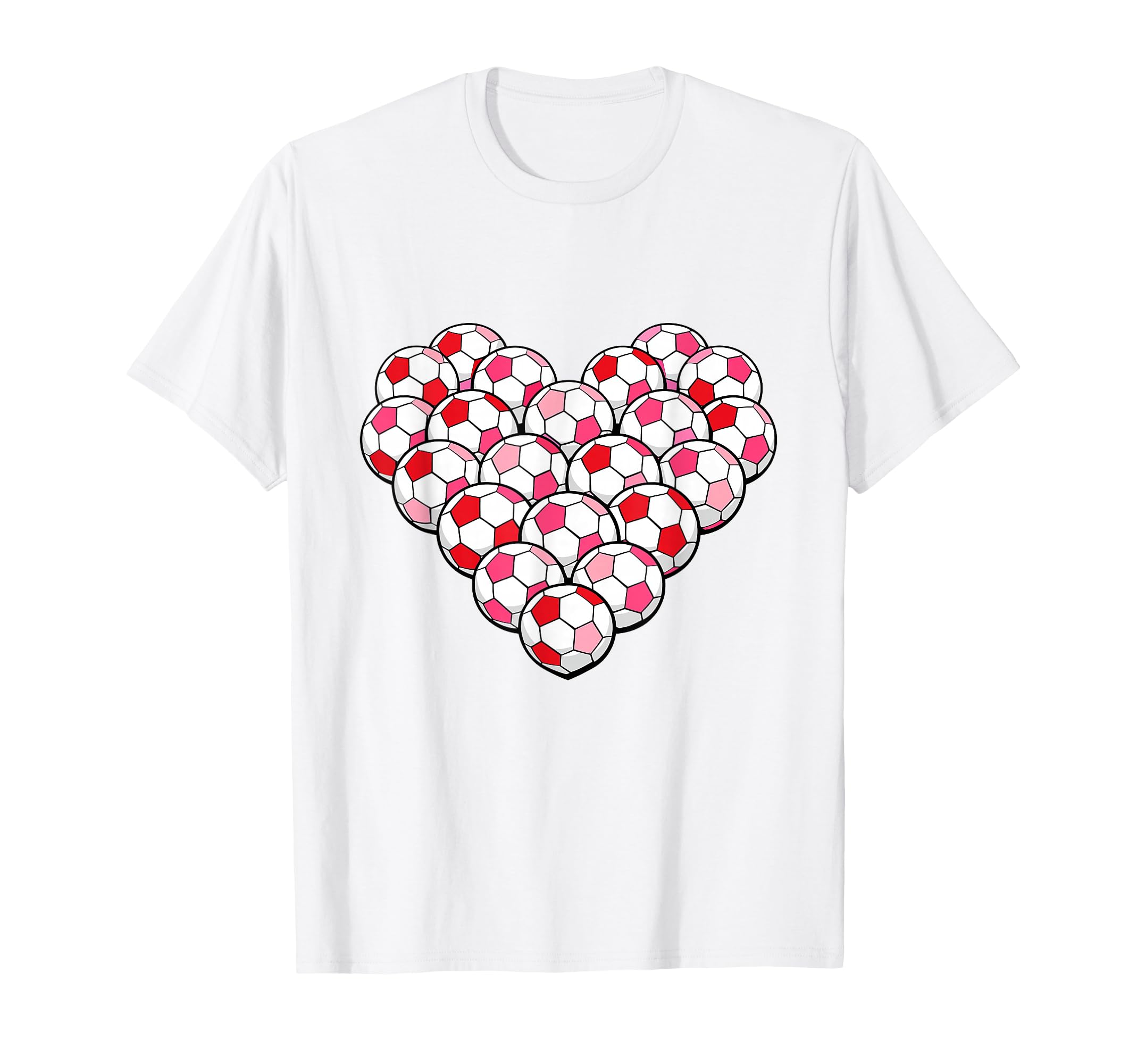 Heart Shaped Soccer Ball Pattern T-Shirt - Aesthetic Graphic for Adults