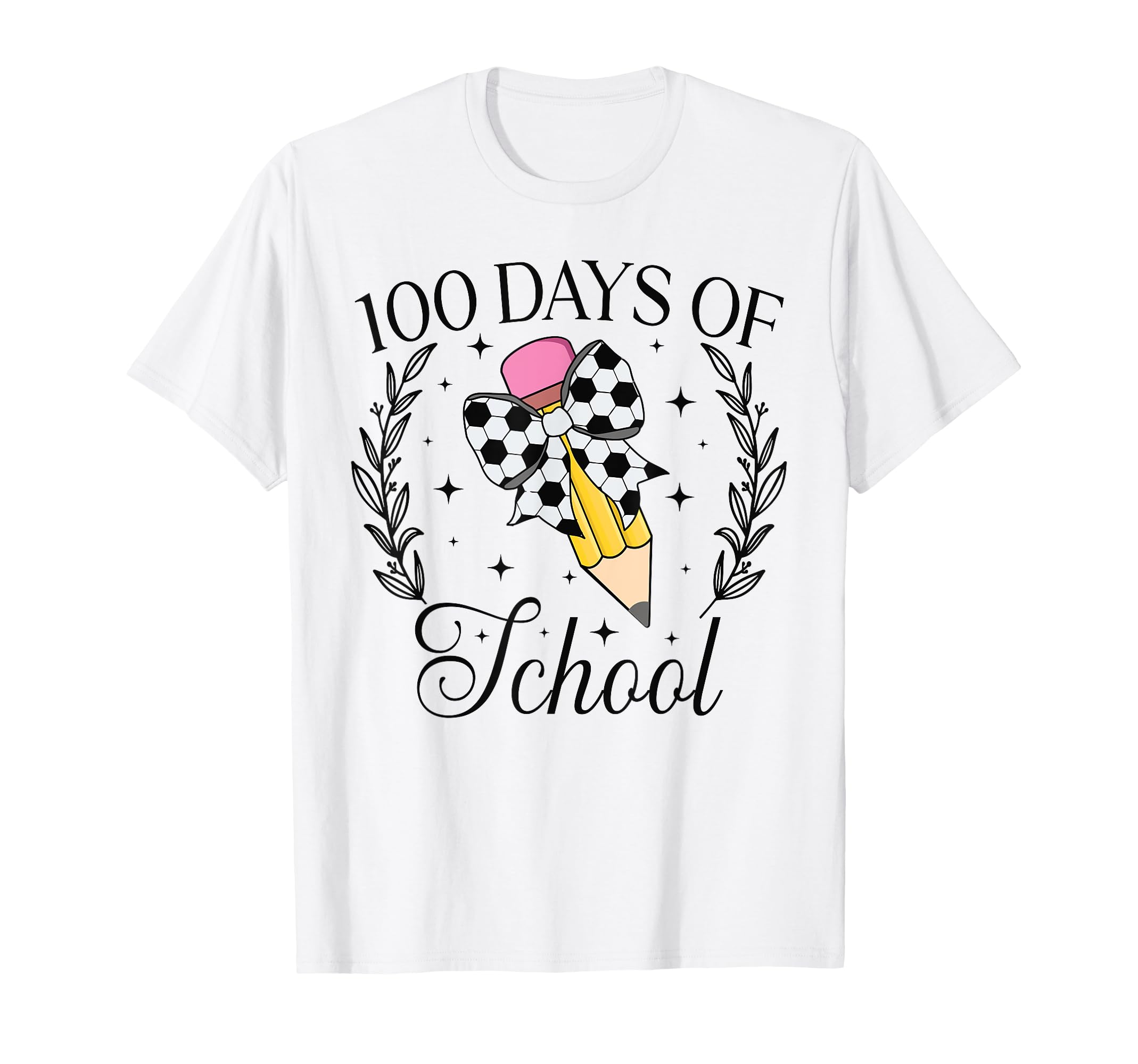 100 Days School Soccer Coquette Pencil Bow T-Shirt - Trendy Graphic Unisex