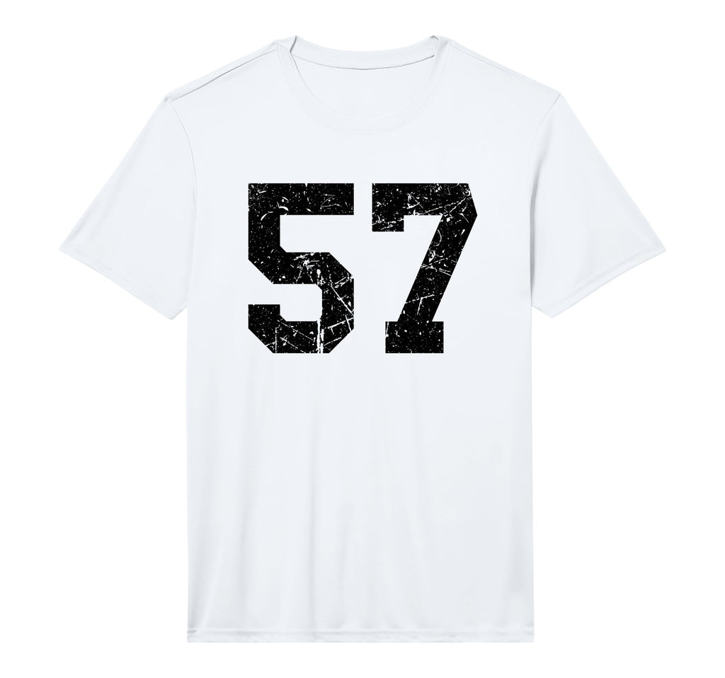Distressed Number 57 Sport Black T-Shirt - Custom Art Print for Adults