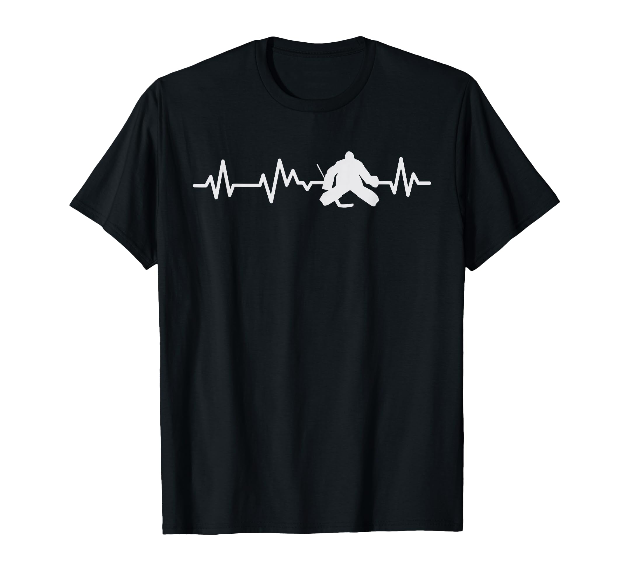 Ice Hockey Goalie Heartbeat Line T-Shirt - Casual Everyday Wear Unisex