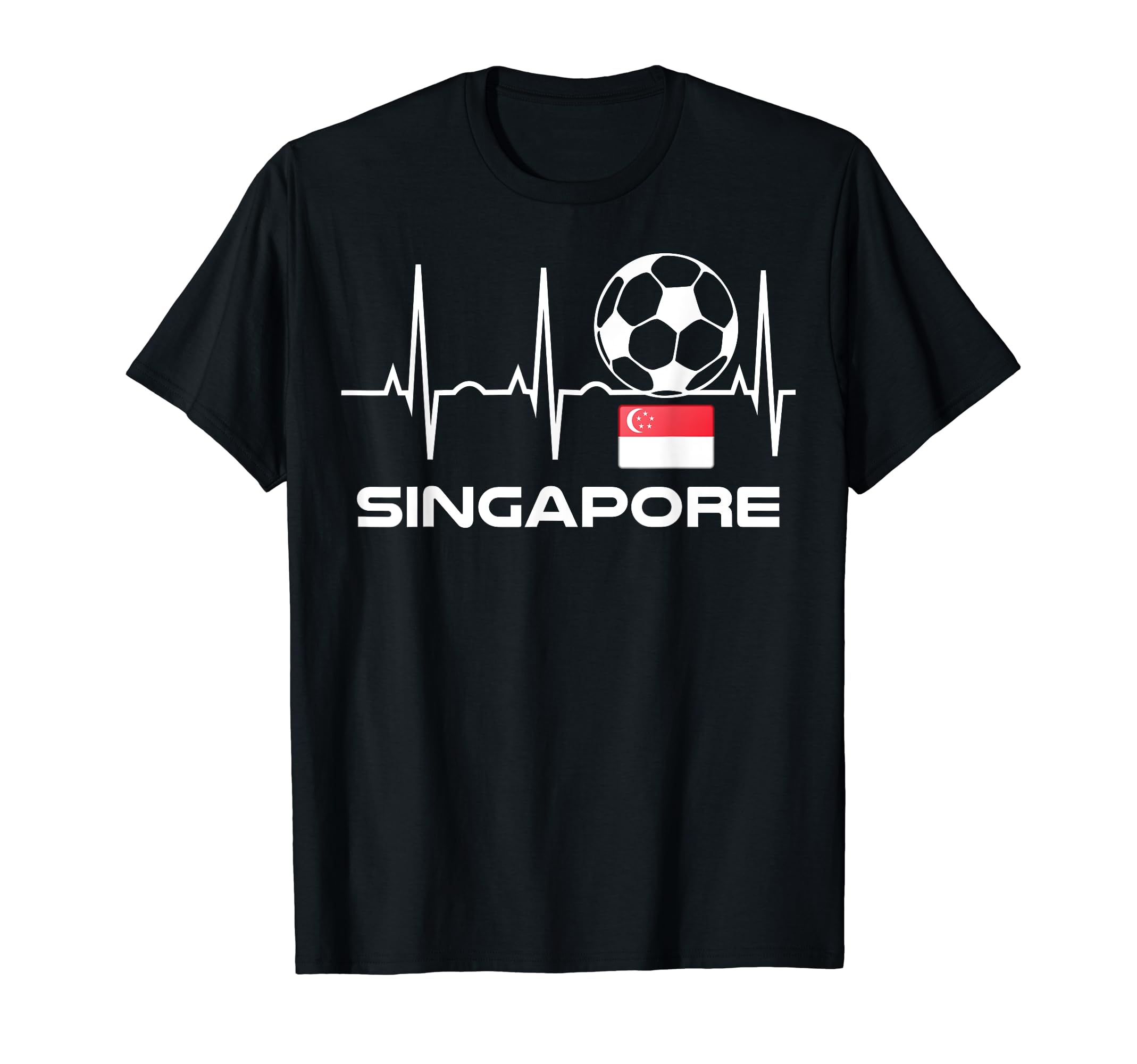 Singapore Soccer Football Heartbeat T-Shirt - Trendy Graphic Men Women