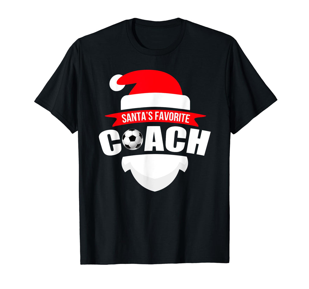 Santas Favorite Soccer Coach Funny T-Shirt - Fun Novelty Design Men Women